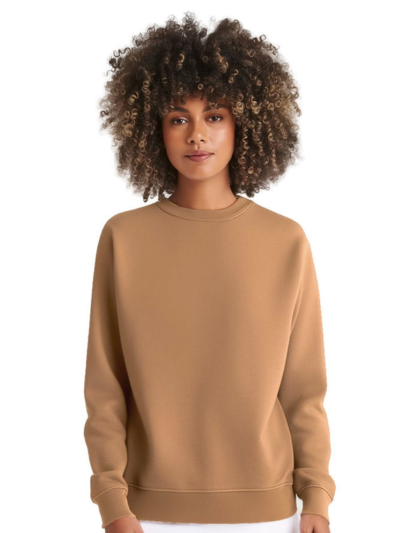 JH030 AWDis Sweatshirt in Caramel Latte Women's Front View