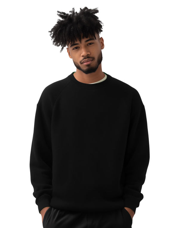 JH030 AWDis Unisex Sweatshirt in Deep Black Men's Front View
