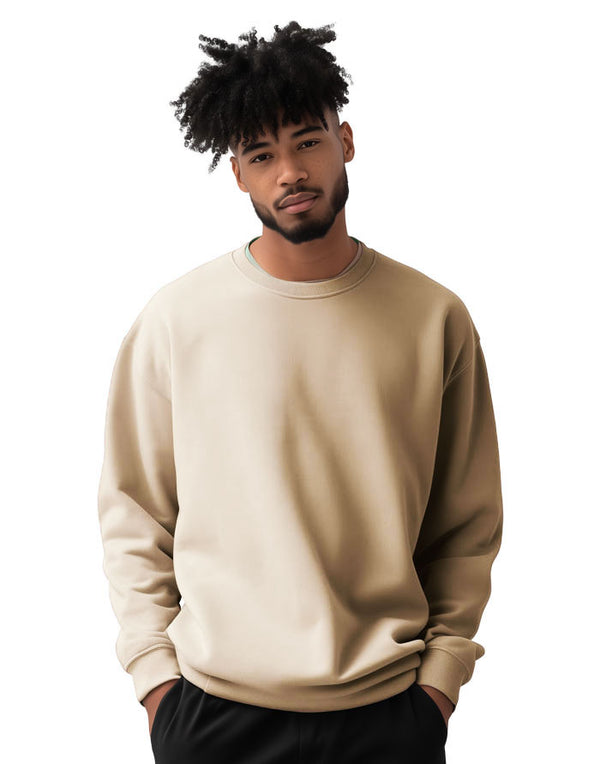 JH030 AWDis Sweatshirt in Desert Sand Men's Front View