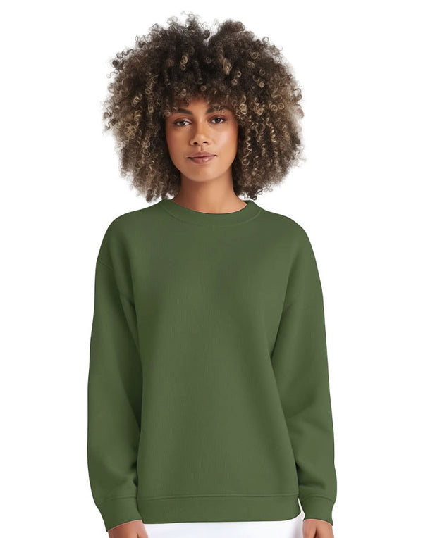 JH030 AWDis Sweatshirt in Earthy Green Women's Front View