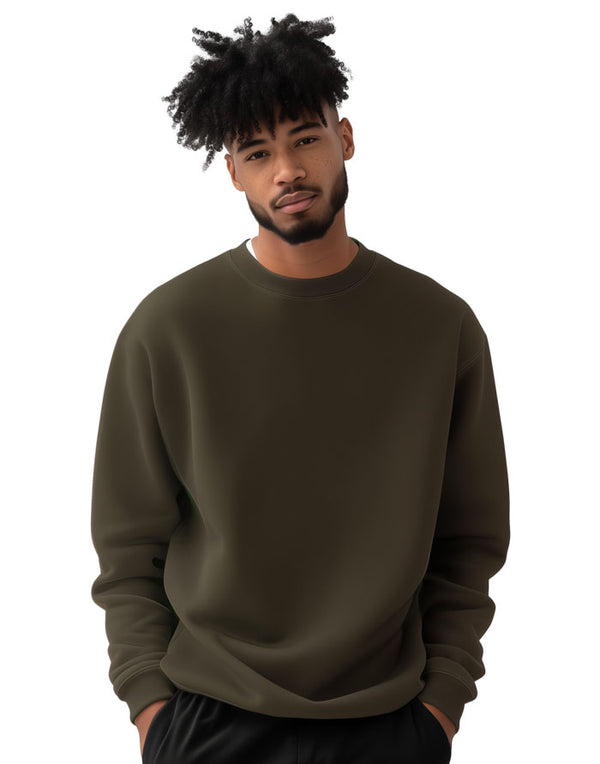 JH030 AWDis Unisex Sweatshirt in Olive Green Men's Front View