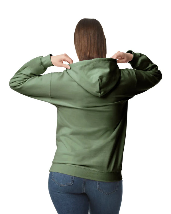 SF500 Gildan Softstyle Adult Hoodie Military Green Back View