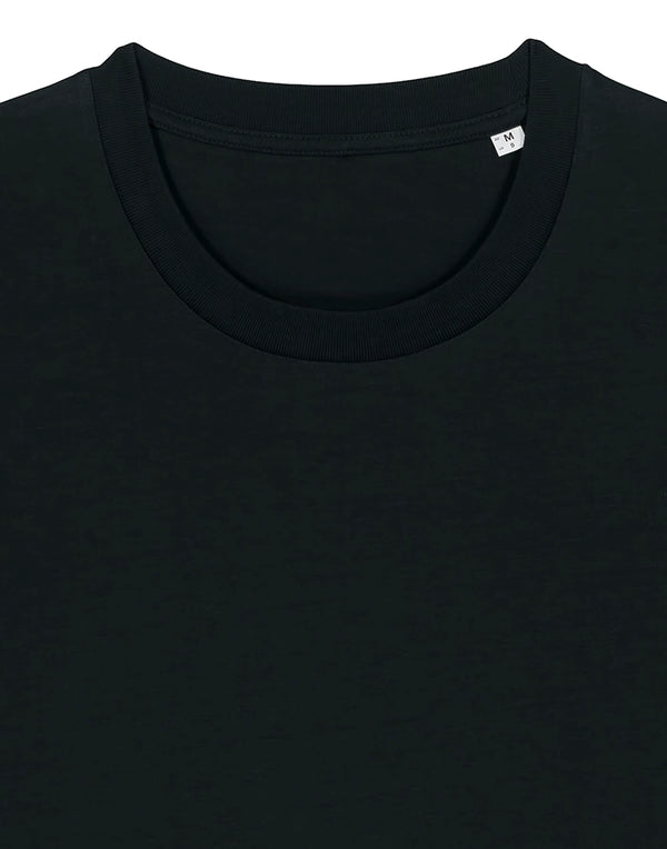 STTU169 Stanley Stella Creator 2.0 T-shirt in Black Closeup Detail Front View