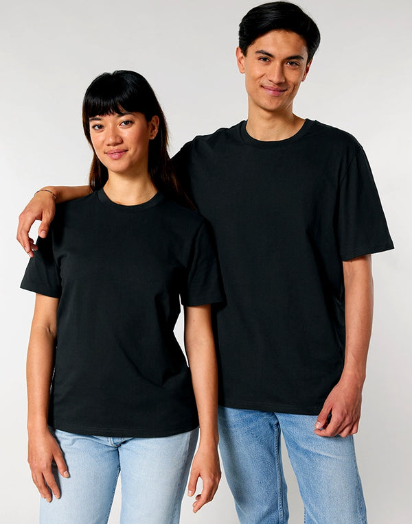STTU169 Stanley Stella Creator 2.0 T-shirt in Black Couple Front View