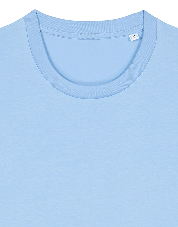 STTU169 Stanley Stella Creator 2.0 T-shirt in Blue Soul Closeup Detail Front View