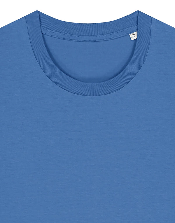 STTU169 Stanley Stella Creator 2.0 T-shirt in Bright Blue Closeup Detail Front View