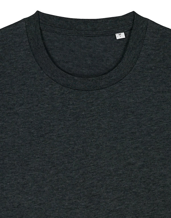 STTU169 Stanley Stella Creator 2.0 T-shirt in Dark Heather Close-up Detail Front View