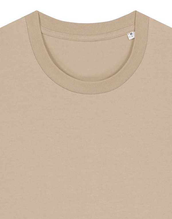STTU169 Stanley Stella Creator 2.0 T-shirt in Desert Dust Close-up Detail Front View