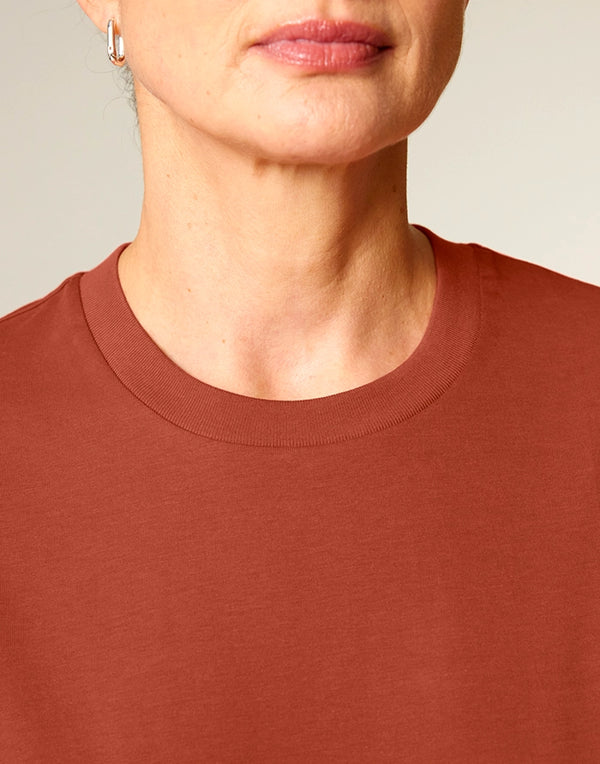 STTU169 Stanley Stella Creator 2.0 T-shirt in Heritage Brown Close-up Front View