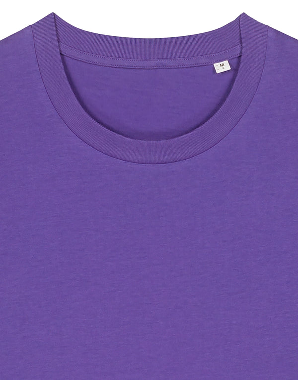 STTU169 Stanley Stella Creator 2.0 T-shirt in Purple Love Close-up Detail Front View