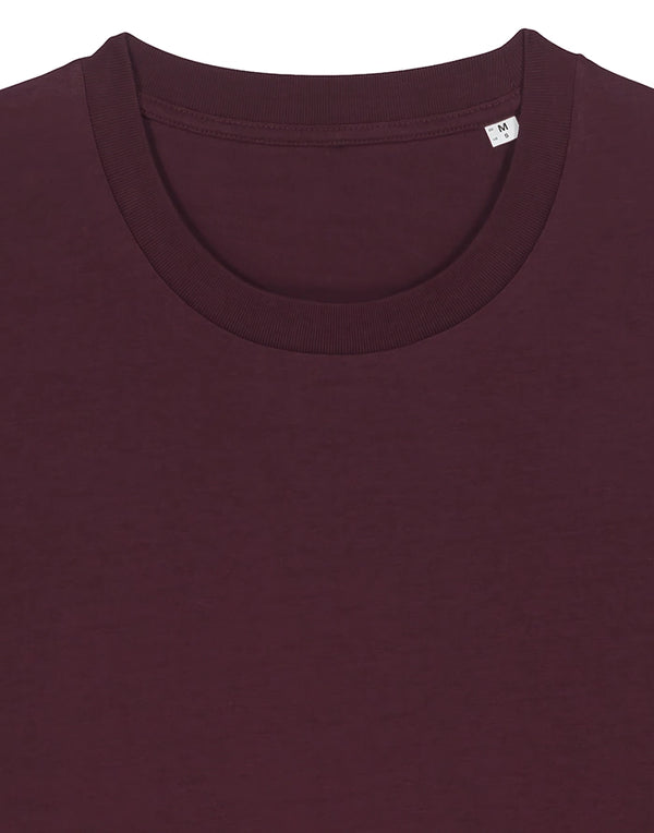 STTU169 Stanley Stella Creator 2.0 T-shirt in Red Brown Close-up Details Front View