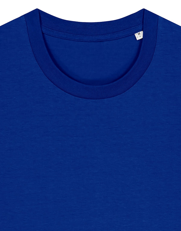 STTU169 Stanley Stella Creator 2.0 T-shirt in Worker Blue Close-upDetail Front View
