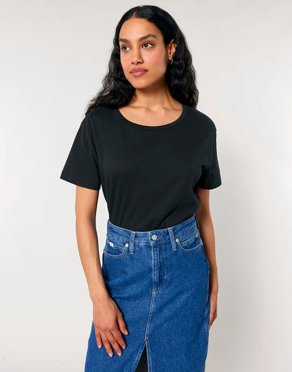 STTW173 Stanley Stella Serena Women's Black T-Shirt Full Body View