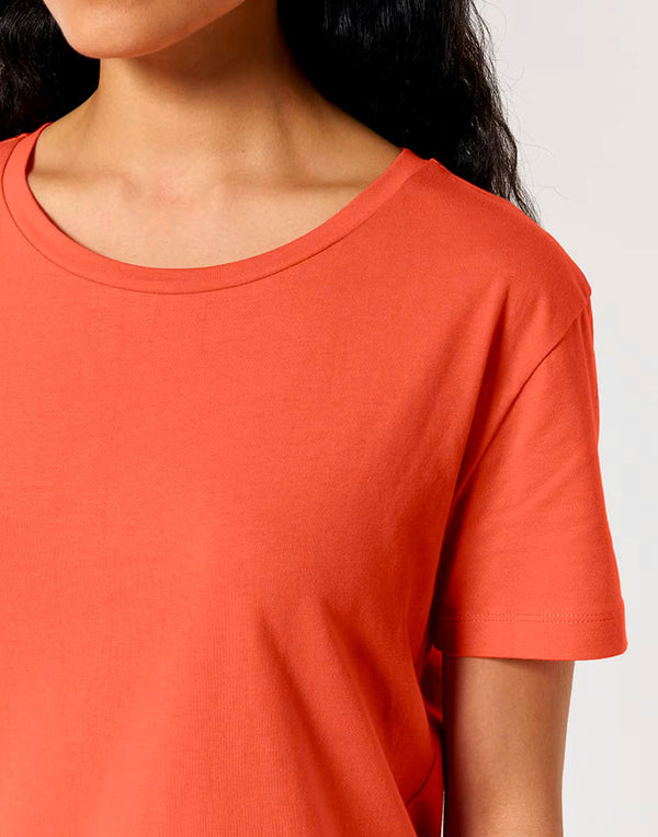 STTW173 Stanley Stella Serena Women's Fiesta Orange T-Shirt Closeup View