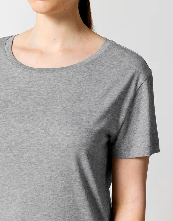 STTW173 Stanley Stella Serena Women's Heather Grey T-Shirt Closeup View