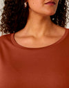 STTW173 Stanley Stella Serena Women's Heritage Brown T-Shirt Closeup View