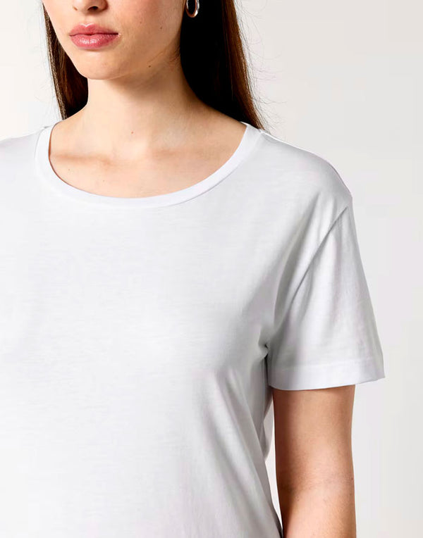 STTW173 Stanley Stella Serena Women's White T-Shirt Closeup View