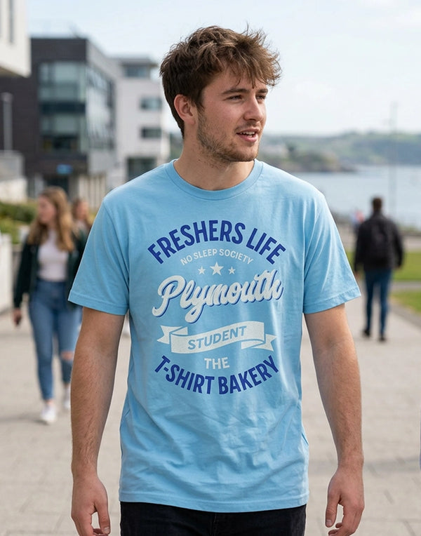 Customisable Freshers Life Plymouth – No Sleep Society T-Shirt (TBS008T)