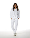 JH001 AWDis College Unisex White Hoodie Women's Full Body