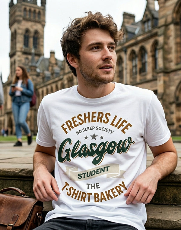 Customisable Freshers Life Glasgow – No Sleep Society T-Shirt (TBS012T)