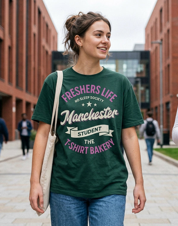 Customisable Freshers Life Manchester – No Sleep Society T-Shirt (TBS002T)