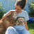 Woman wearing a personalised dog photo T-shirt